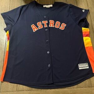 Majestic Women Navy Astros Jersey with Orange Accents